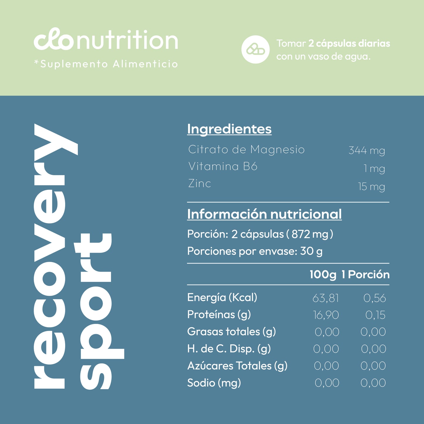 Recovery Sport - Suplemento para Recuperación Muscular con Magnesio y Zinc