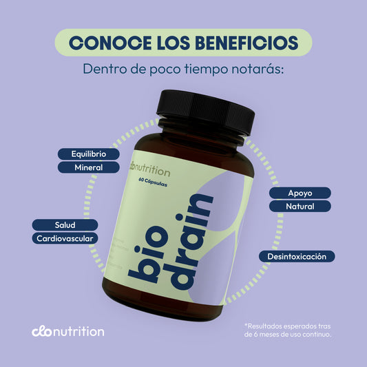 Bio Drain - Suplemento Detox y Salud Cardiovascular con L-Arginina y Algas Marinas